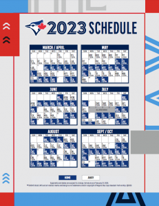 Toronto Blue Jays Printable Regular Season Schedule – 2023 - yebscore.com