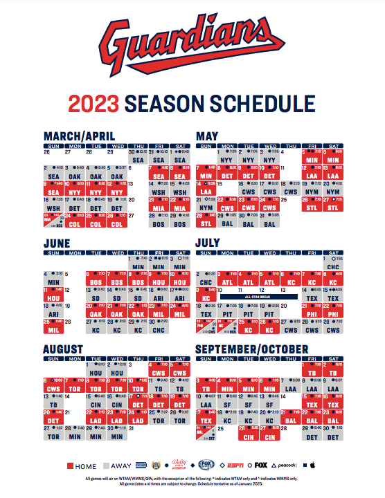 Cleveland Guardians Printable Schedule Printable World Holiday