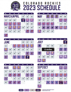Colorado Rockies Printable Regular Season Schedule – 2023 - yebscore.com