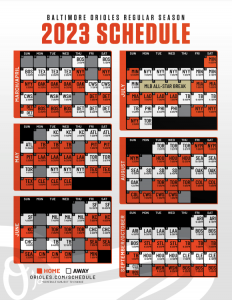 Baltimore Orioles Printable Regular Season Schedule – 2023 - Yebscore.com