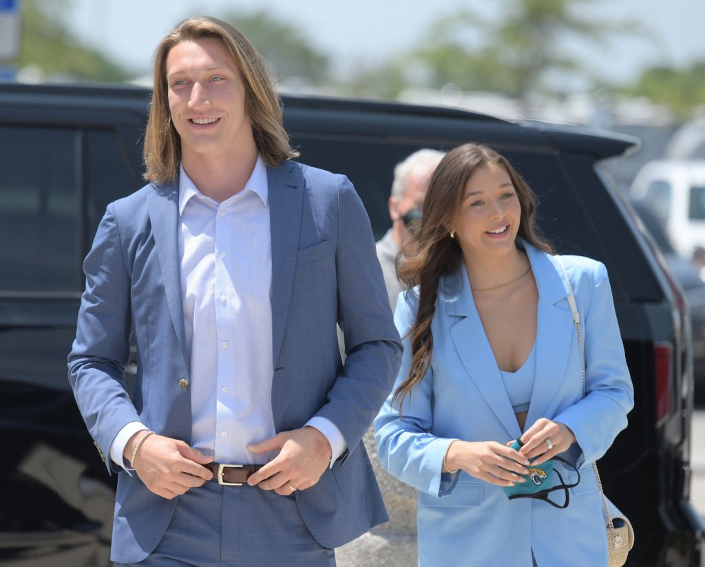 Marissa Mowry along with husband Trevor Lawrence