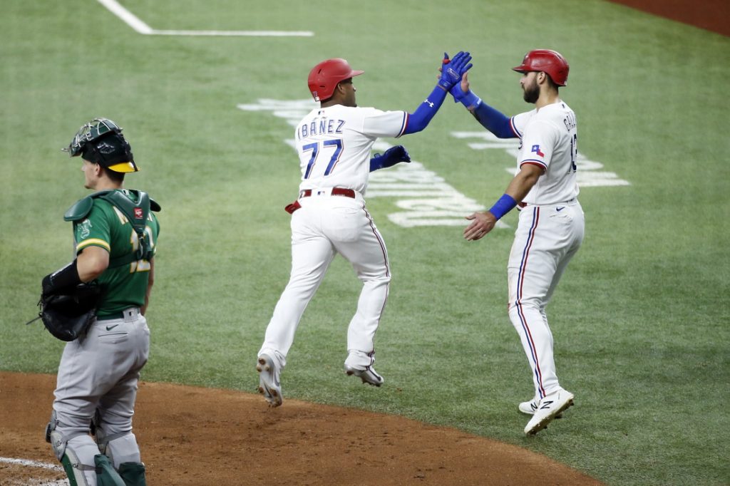 Rangers Score Five in First Blow Out A's to End Skid